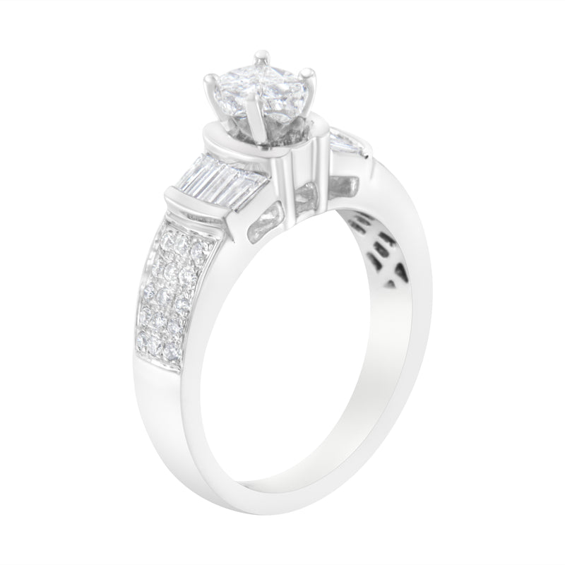 14K White Gold 1 ct TDW Solitaire Cocktail Ring (H-IVS1-VS2)