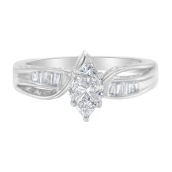 14K White Gold 1/2ct TDW Pie and Baguette cut Diamond Cocktail Ring (H-IVS1-VS2)