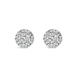 10K White Gold 1.00 Cttw Diamond Hidden Halo Stud Earring (H-I Color, I1-I2 Clarity)