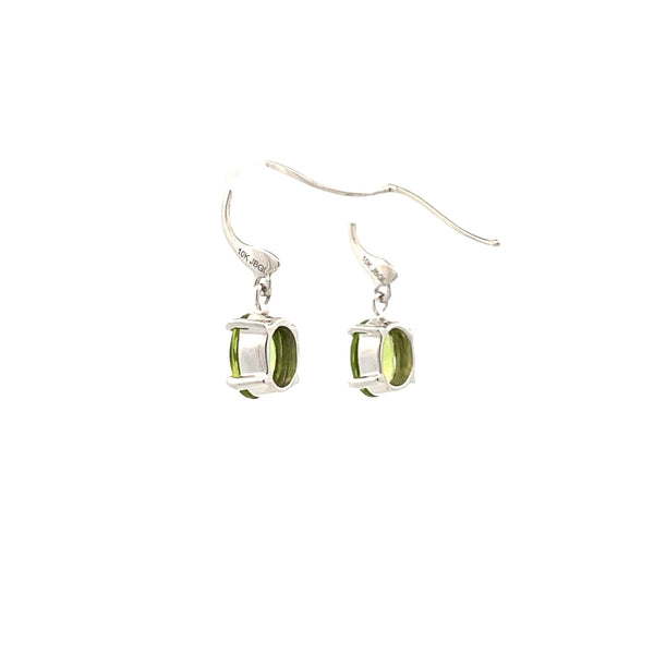 Genuine 1.36ct Peridot Dangle Earrings 10KT White Gold