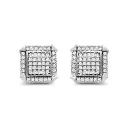 10K White Gold 1.0 Cttw Diamond  Composite with Halo Stud Earrings (H-I Color, I1-I2 Clarity)