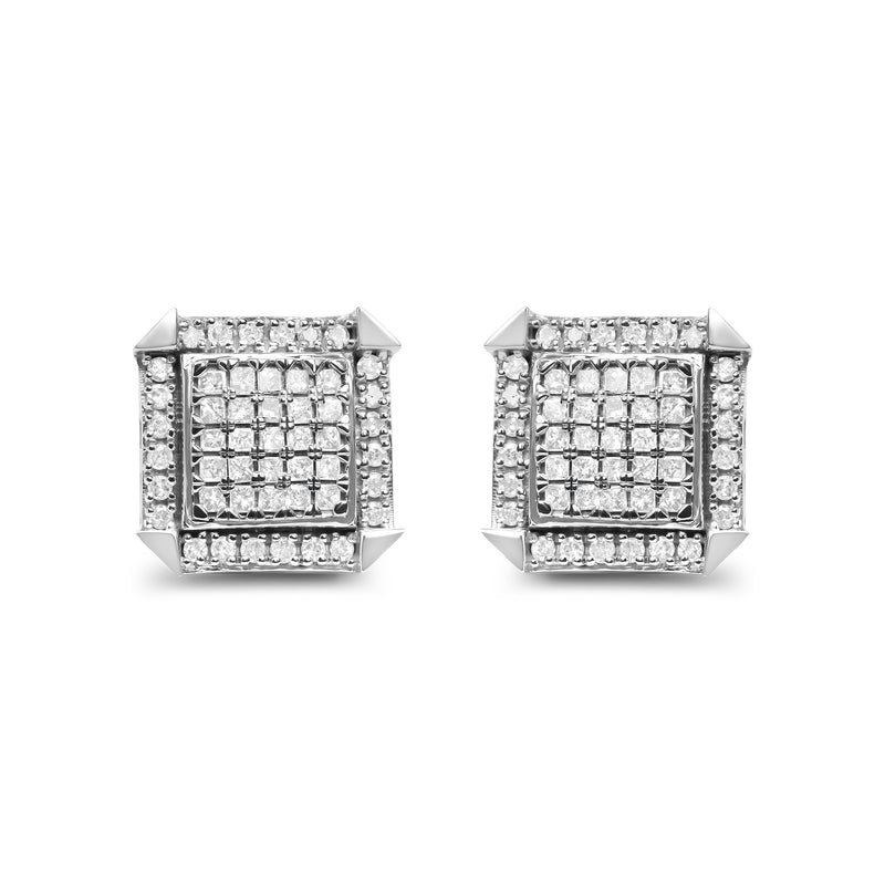 10K White Gold 1.0 Cttw Diamond  Composite with Halo Stud Earrings (H-I Color, I1-I2 Clarity)