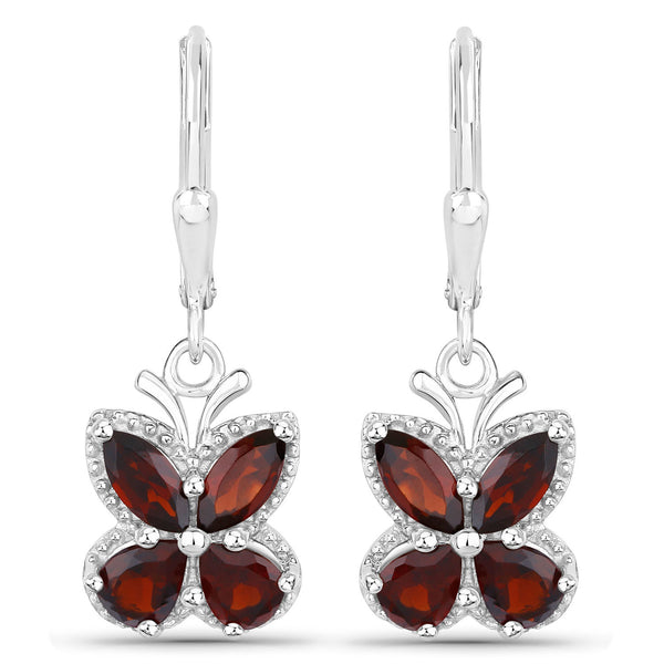 2.60 Carat Genuine Garnet .925 Sterling Silver Earrings