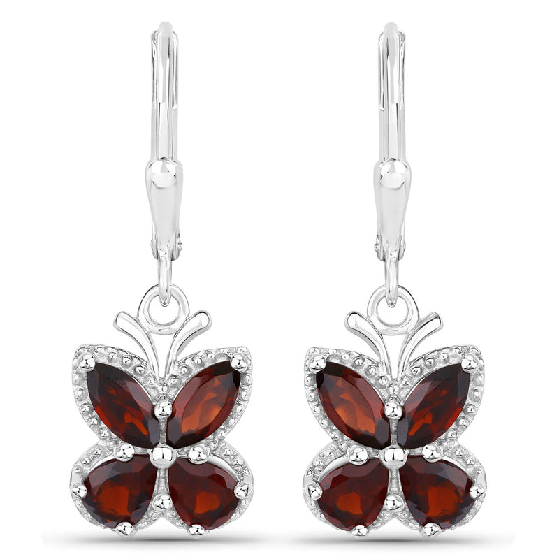 2.60 Carat Genuine Garnet .925 Sterling Silver Earrings