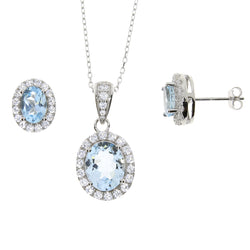 Natural 5.00ct Blue Topaz Jewelry sets Sterling Silver