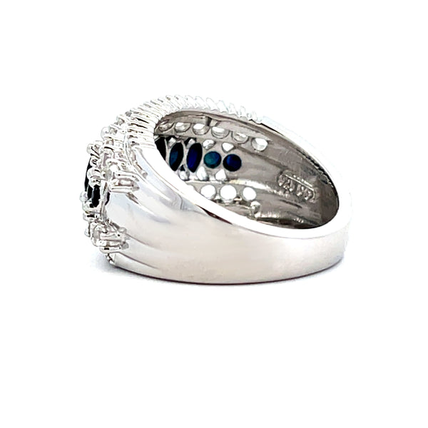 Genuine Sapphire Created Sapphire Ring Sterling Silver