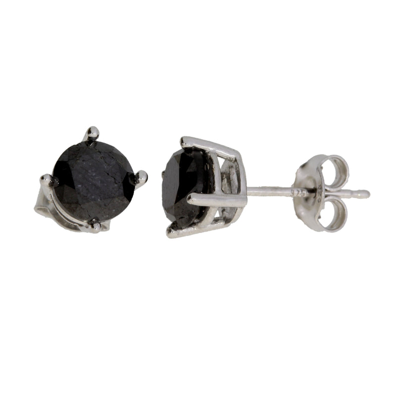 2.00ct Black Diamond Stud Earrings Sterling Silver