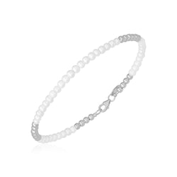 14k White Gold High Polish Freshwater Pearl Pallina Bead Bracelet