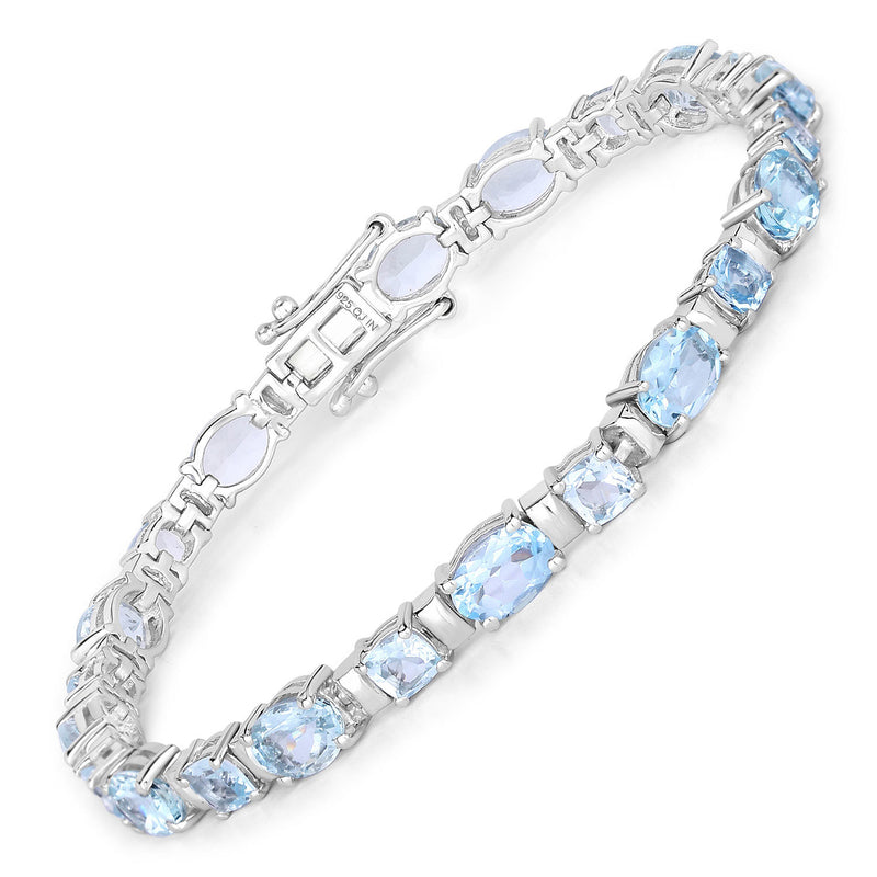 15.36 Carat Genuine Blue Topaz .925 Sterling Silver Bracelet