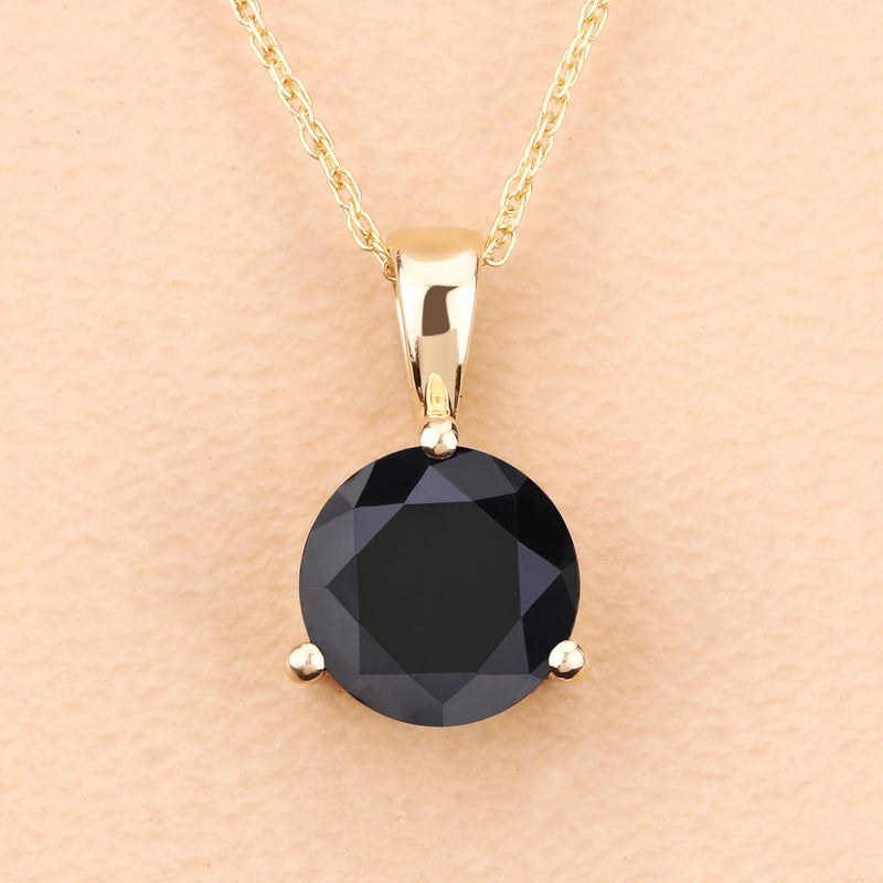 1.87 Carat Genuine Black Diamond 14K Yellow Gold Pendant