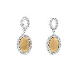 Genuine .98ct Diamond Dangle Earrings 18KT 2 Tone Gold