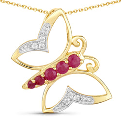 0.62 Carat Genuine Ruby and White Zircon .925 Sterling Silver Necklace