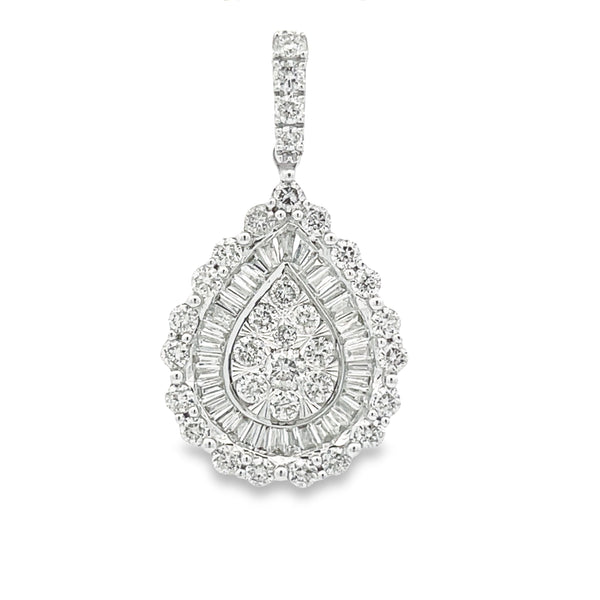 Natural 1.00ct Diamond Fashion Pendants 14KT White Gold