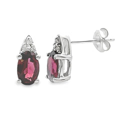 Natural 1.23ct Garnet Diamond Earrings 10KT White Gold