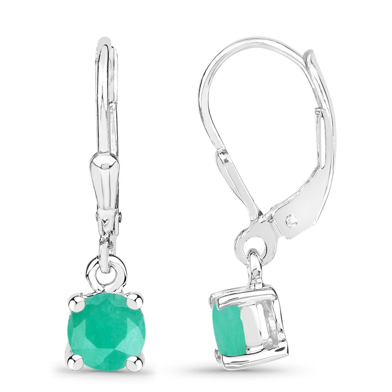 0.92 Carat Genuine Emerald .925 Sterling Silver Earrings