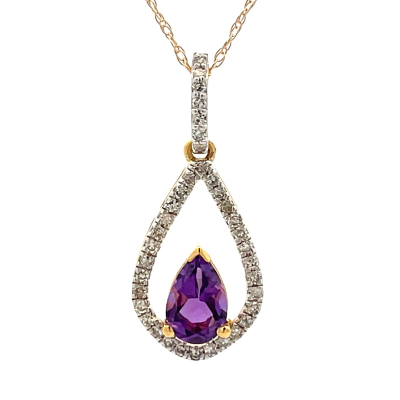 Amethyst Diamond Fashion Pendants 10KT Yellow Gold