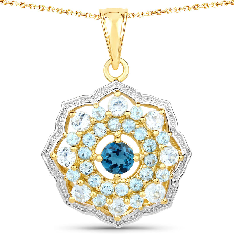 2.35 Carat Genuine Blue Topaz .925 Sterling Silver Pendant