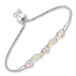 0.79 Carat Genuine Morganite and White Sapphire .925 Sterling Silver Bracelet