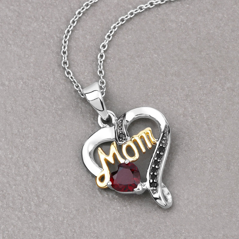 0.55 Carat Genuine Garnet and Black Spinel .925 Sterling Silver Pendant