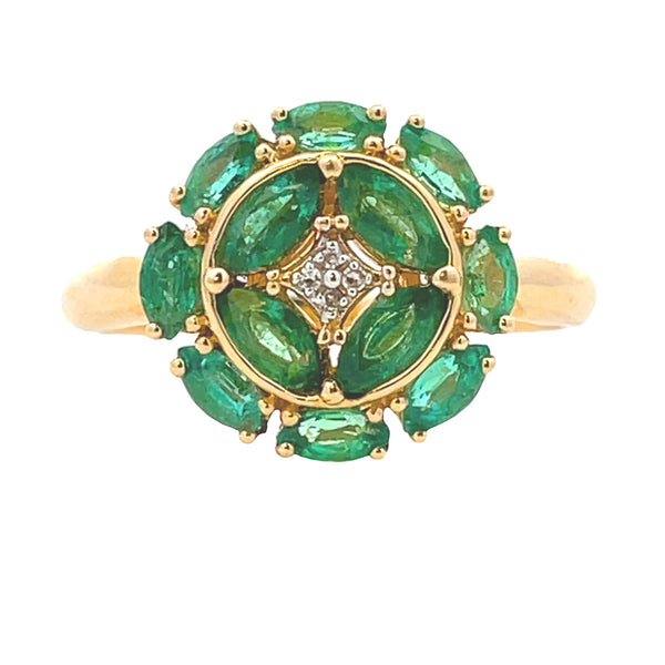 Genuine 1.13ct Emerald Diamond Ring 14KT Yellow Gold