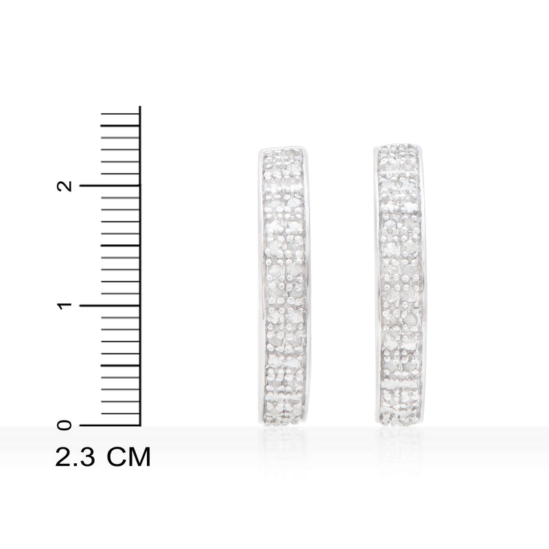 Rodium Plated 925 Sterling Silver 0.25 Diamond Earrings for Women