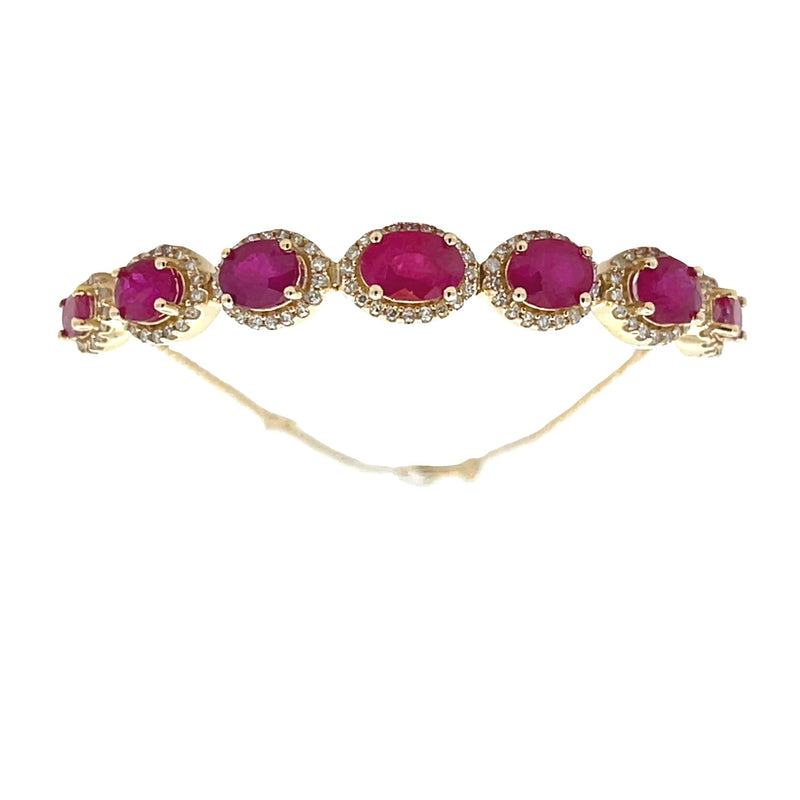 3.25ct Ruby Diamond Tennis Bracelet 14KT Yellow Gold