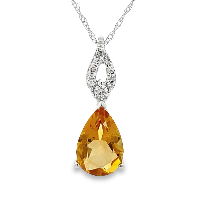 1.06ct Citrine Diamond Fashion Pendants 14KT White Gold