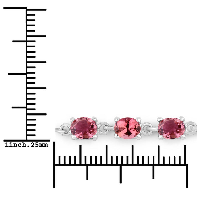 1.86 Carat Genuine Pink Tourmaline .925 Sterling Silver Bracelet