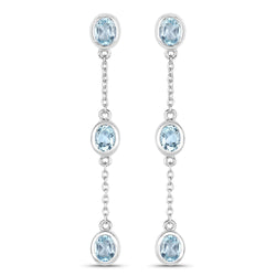 2.16 Carat Genuine Blue Topaz .925 Sterling Silver Earrings