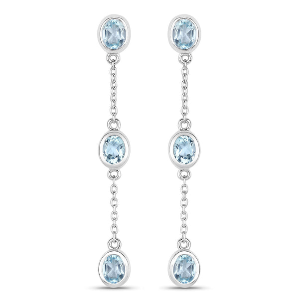 2.16 Carat Genuine Blue Topaz .925 Sterling Silver Earrings