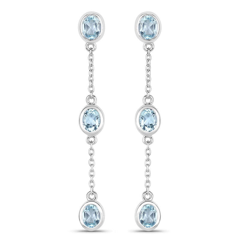 2.16 Carat Genuine Blue Topaz .925 Sterling Silver Earrings