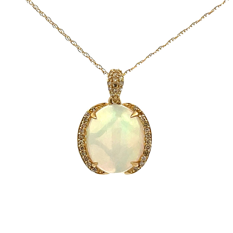 2.79ct Opal Diamond Fashion Pendants 14KT Yellow Gold