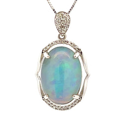 3.56ct Opal Diamond Fashion Pendants 14KT White Gold