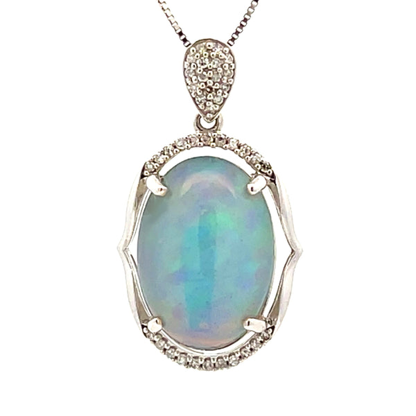 3.56ct Opal Diamond Fashion Pendants 14KT White Gold