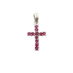 .21ct Ruby Cross Religious Pendant 10KT White Gold