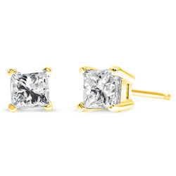 AGS Certified 3/8 Cttw Princess-Cut Square Colorless Diamond 4-Prong Solitaire Stud Earrings in 14K White Gold (K-L Color, SI2-I1 Clarity)