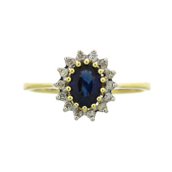 Genuine 1.14ct Sapphire Diamond Ring 10KT Yellow Gold