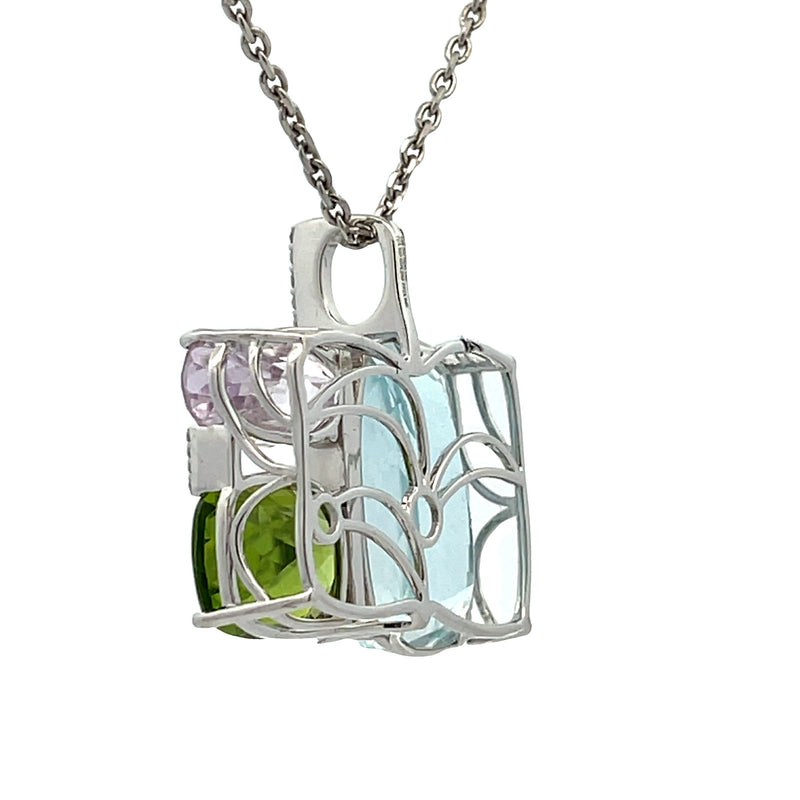 Blue Topaz Peridot Fashion Pendants 14KT White Gold