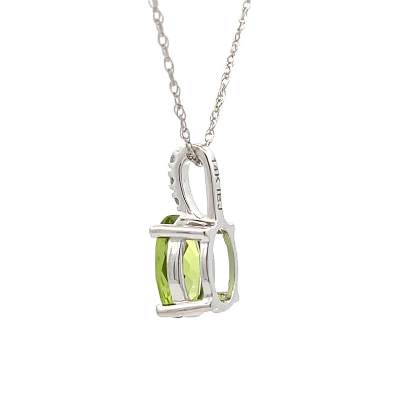 1.13ct Peridot Diamond Fashion Pendants 14KT White Gold