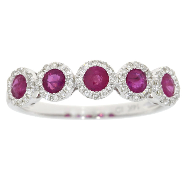 .60ct Ruby Diamond Wedding Band Ring 14KT White Gold