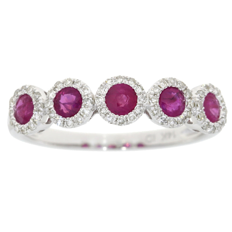 .60ct Ruby Diamond Wedding Band Ring 14KT White Gold