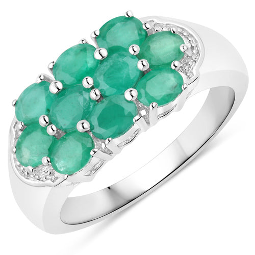 1.40 Carat Genuine Emerald .925 Sterling Silver Ring