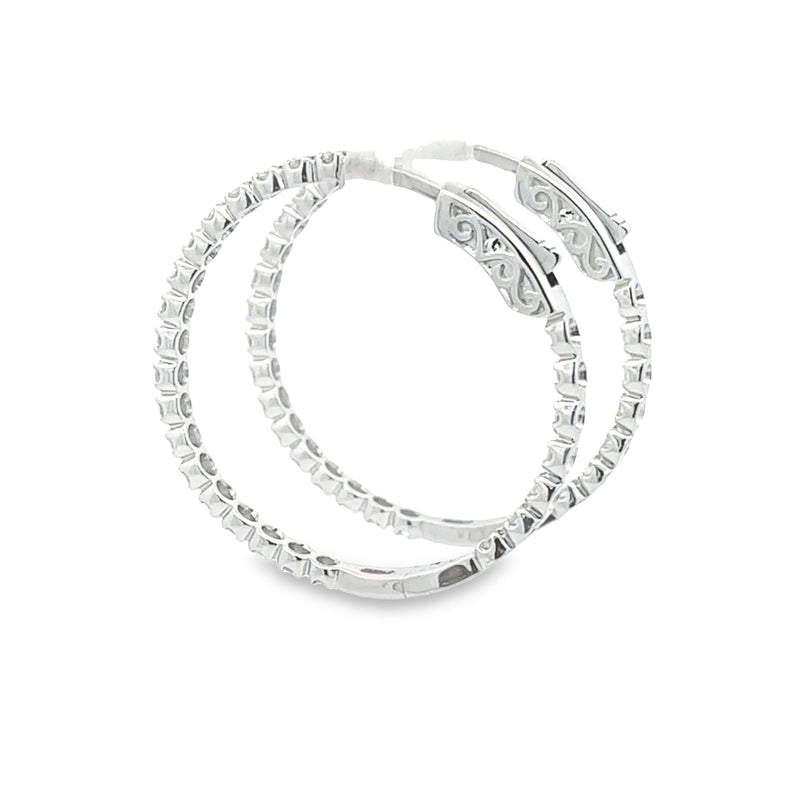 Genuine 1.00ct Diamond Hoop Earrings 10KT White Gold