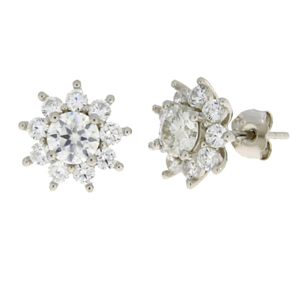 Moissanite Cubic Zirconia Stud Earrings Sterling Silver
