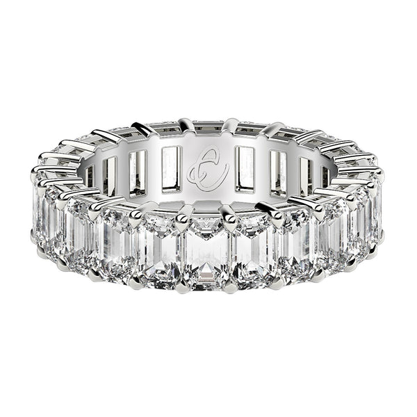 Emerald Cut Lab Grown Diamond Eternity Ring in 14k White Gold (6 cttw FG/VS2)