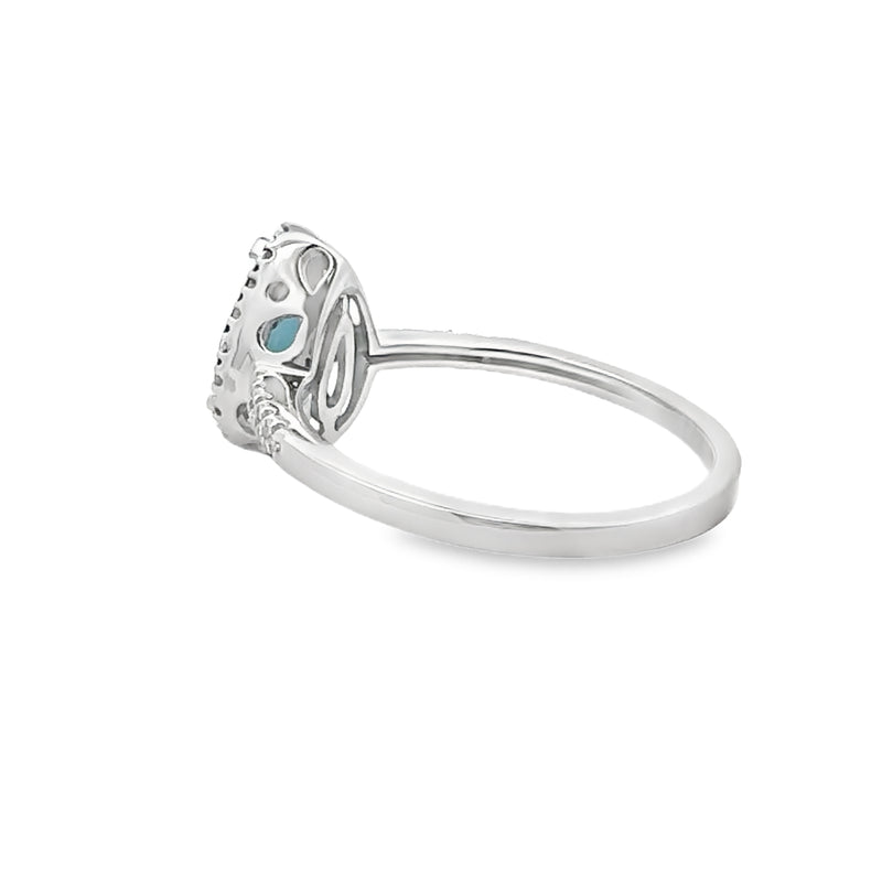 1.13ct London Blue Topaz Diamond Ring 14KT White Gold