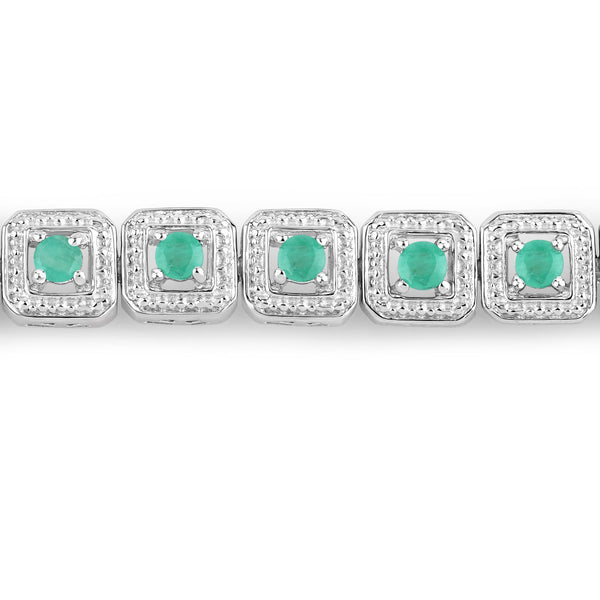 1.10 Carat Genuine Emerald .925 Sterling Silver Bracelet