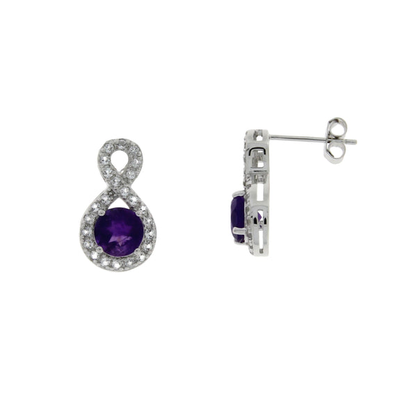 1.40ct Amethyst White Topaz Earrings Sterling Silver