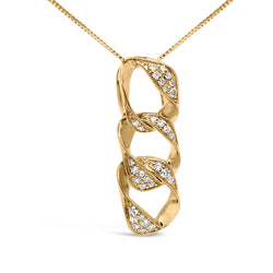 14K Yellow Gold Plated .925 Sterling Silver 1/6 Cttw Diamond Interlocking Triple Asymmetric Circle Hoop 18" Pendant Necklace (H-I Color, I1-I2 Clarity)