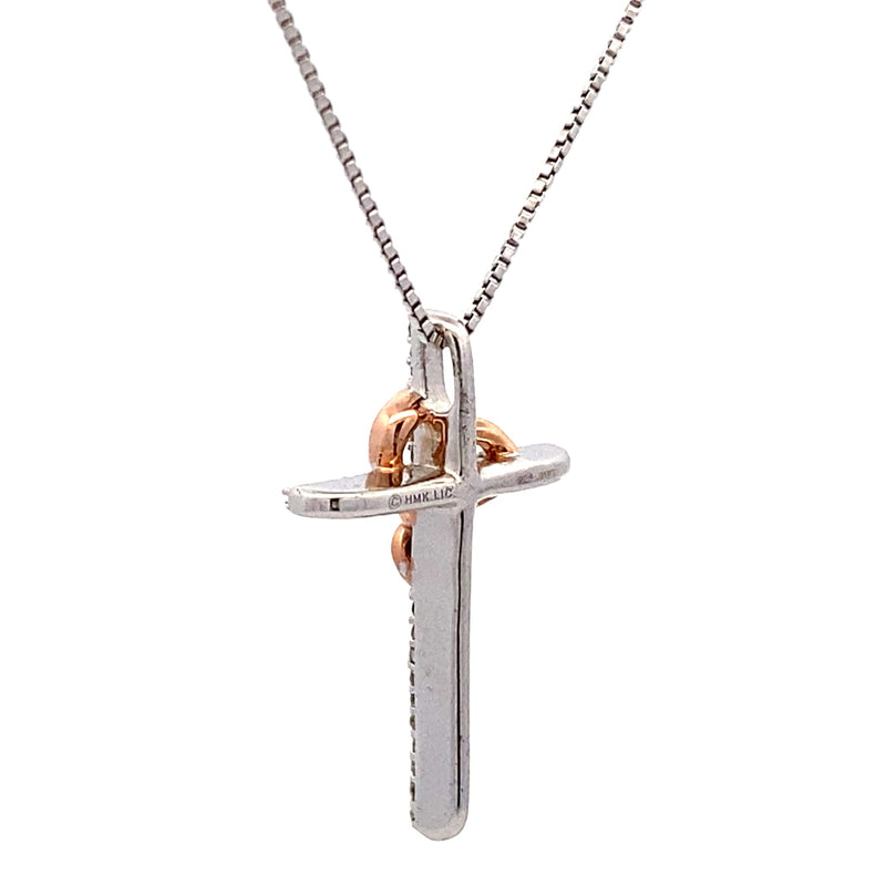 .11ct Diamond Cross Religious Pendant Sterling Silver